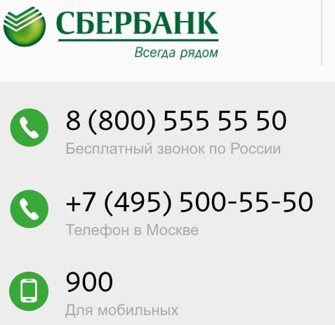 Sberbank-Telefone für Kunden