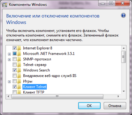 Windows Telnet-Komponente