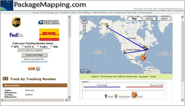 Mit dem Dienst packagemapping.com können Sie den Ort und den Pfad Ihres Pakets auf der Karte anzeigen.