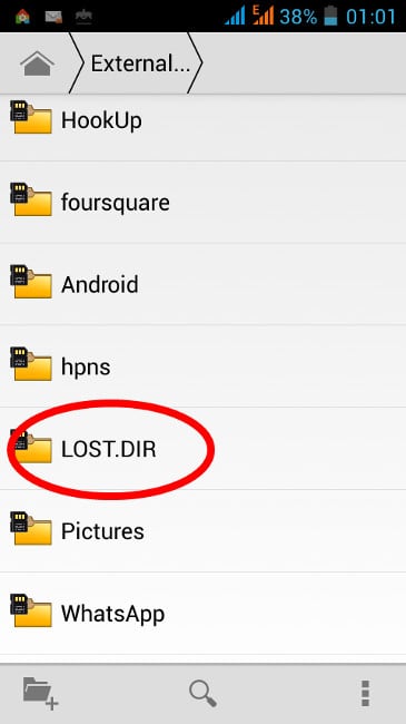 Android Lost.Dir Ordner