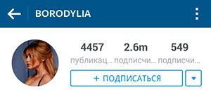 Profil von Ksenia Borodina auf Instagram