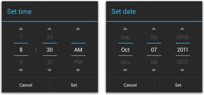 Datum und Uhrzeit auf Android