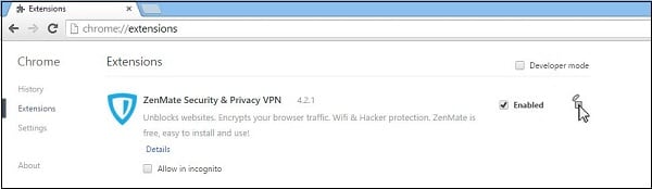 Entfernen Sie die VPN-Erweiterungen Ihres Browsers
